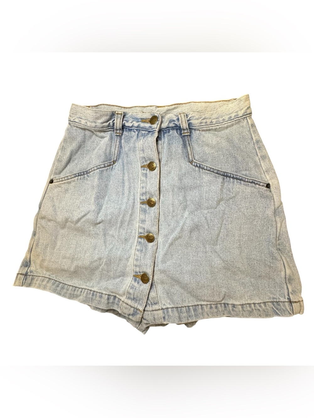 COCO Blue Light Blue Button-Front Denim Skort